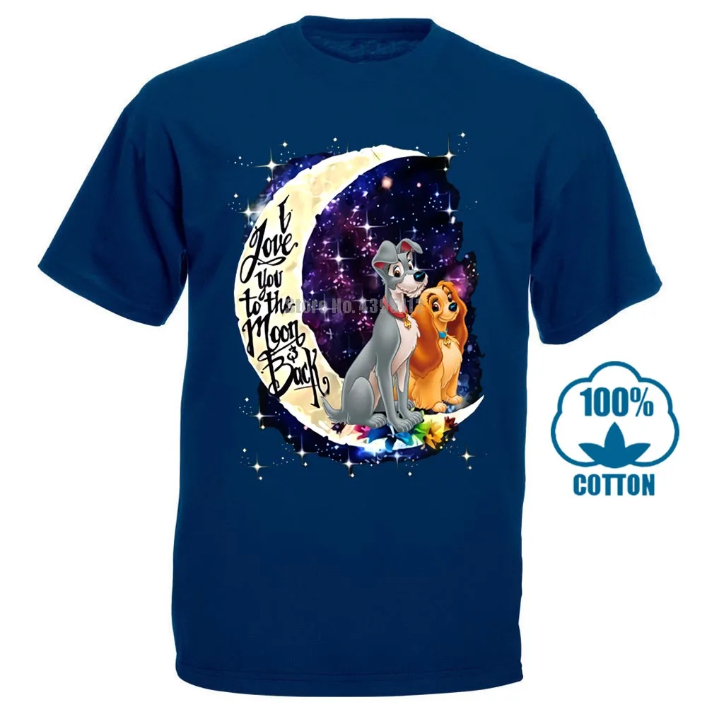 Тёмно-синий Леди и бродяга I Love You To The Moon& Back футболка черный хлопок для мужчин S 4Xl - Цвет: Тёмно-синий