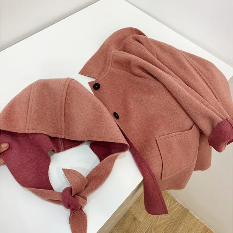 Baby Girl Wool Coats 2019 Winter New Toddler Girls Cute Hooded Jackets Kids Jacket Outwear Casual Coat 2-4Y |