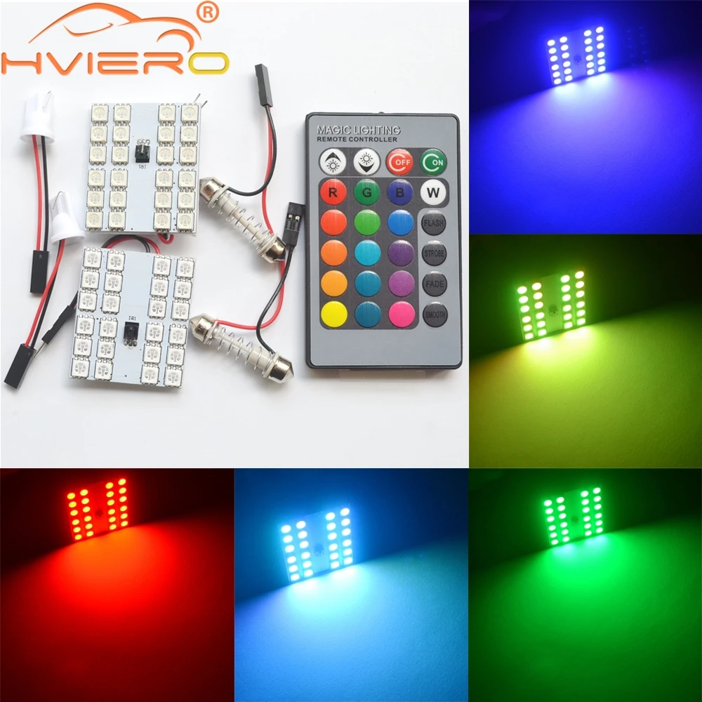 2X T10 W5W 24smd пульт дистанционного управления Rgb карта Светодиодная панель авто
