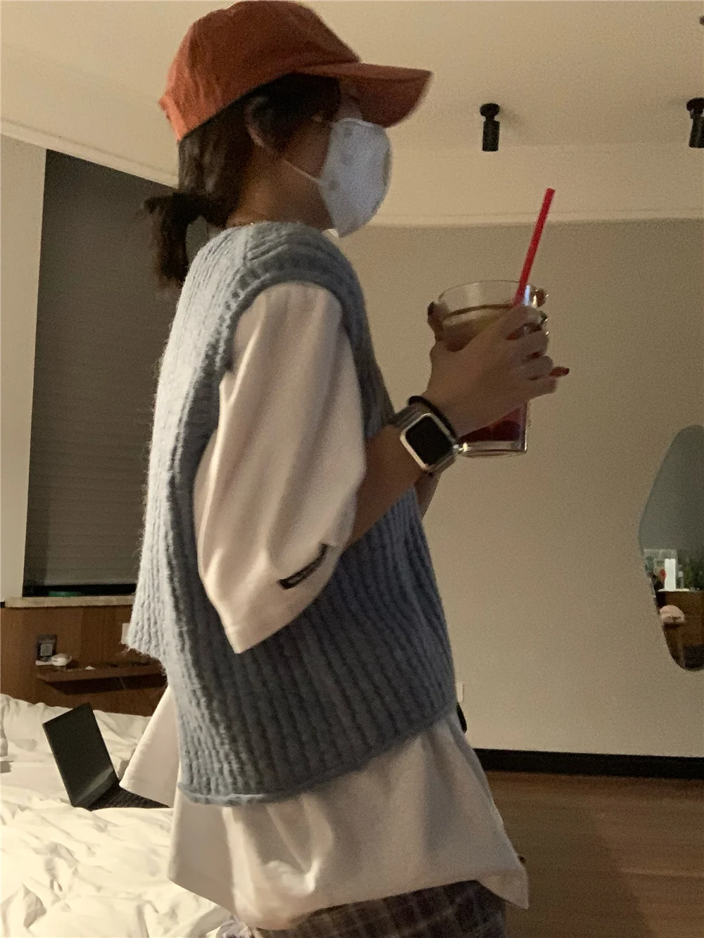 Knitted Vest 2021 Early Autumn Korean Minority Design Sense of Tenderness Folding Blouse Women |