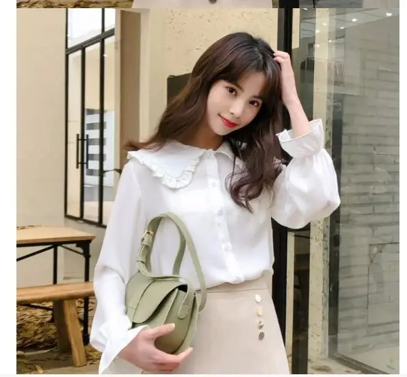 1pcs/lot New Arrival Spring autumn Korean Style Casual Blous Elegant Vintage Women Streetwear All-match solid blouse