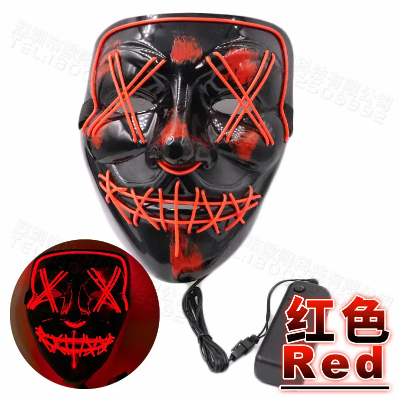 

party led mask halloween luminous Party Masque Masquerade Neon cosplay Masks Light Glow Horror v for vendetta Mask the purge