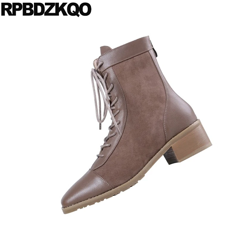 В стиле ретро Замшевые ботинки для женщин на шнуровке спереди и каждый день Сезон