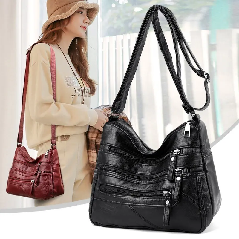 

High Quality Women's Soft Leather Shoulder Bags Multi-Layer Classic Crossbody Bag Luxury Designer Handbag and Purse
