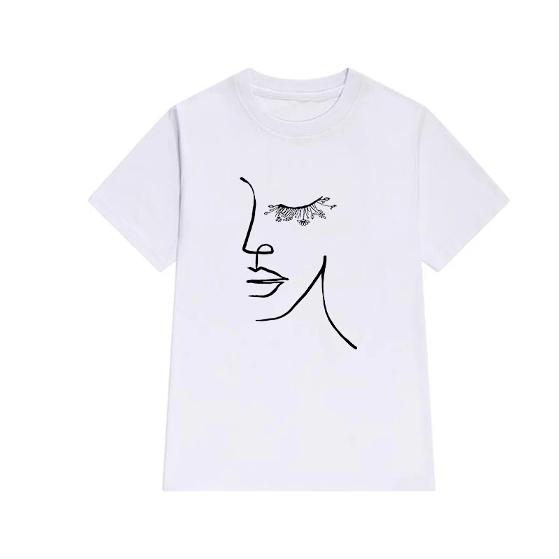 

2021Newest Funny Design Printed T-Shirt Face Abstract Women T shirt Casual Fashion tees Vintage Ulzzang Harajuku Short Sleeve