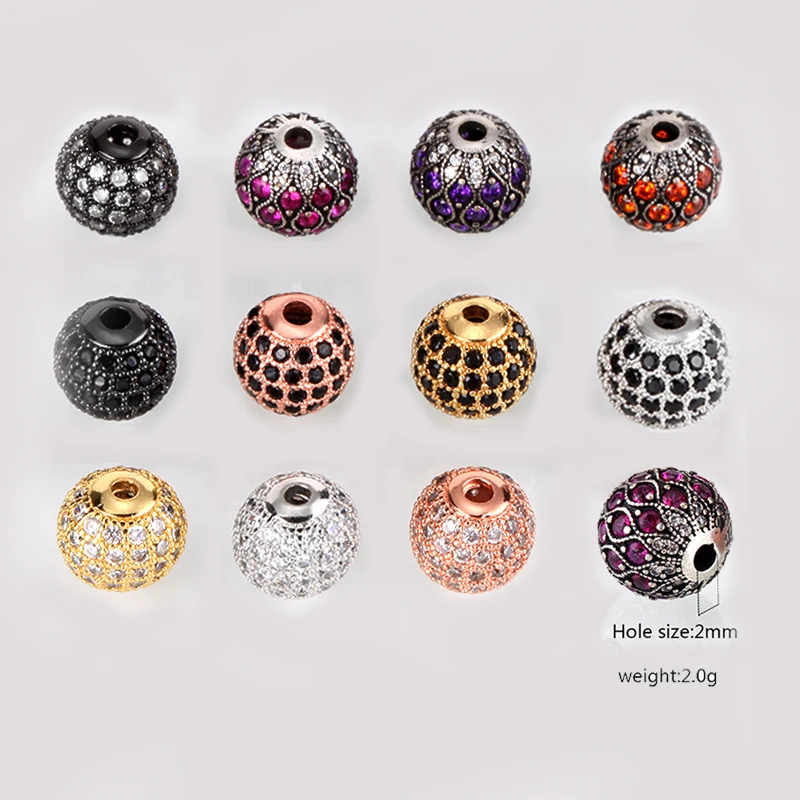Бусины разделители 10 мм ретро шарик из циркония для изготовления ювелирных