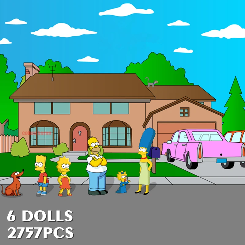 

New 2757PCS 6 DOLLS Movie TV Drama Simpson House Model Streetview 71006 Building Blocks Bricks Toys Kid Birthday Gift
