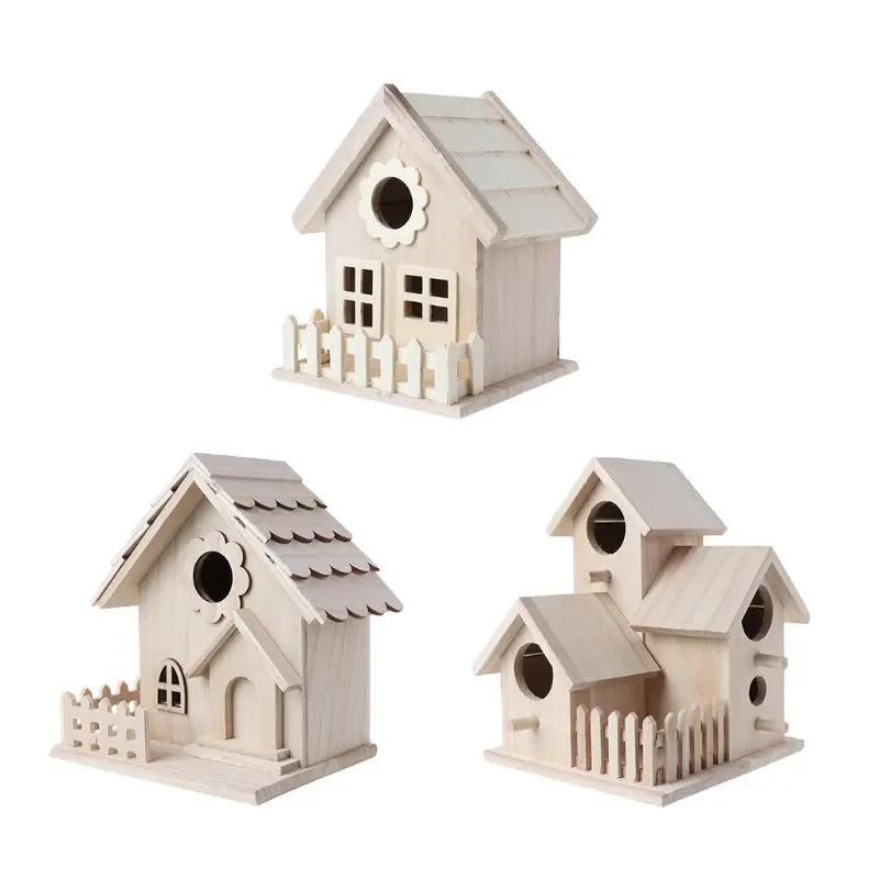 Box Feeding Nest Garden Backyard Balcony Pendant Simulation Fence Birdhouse Home Decora