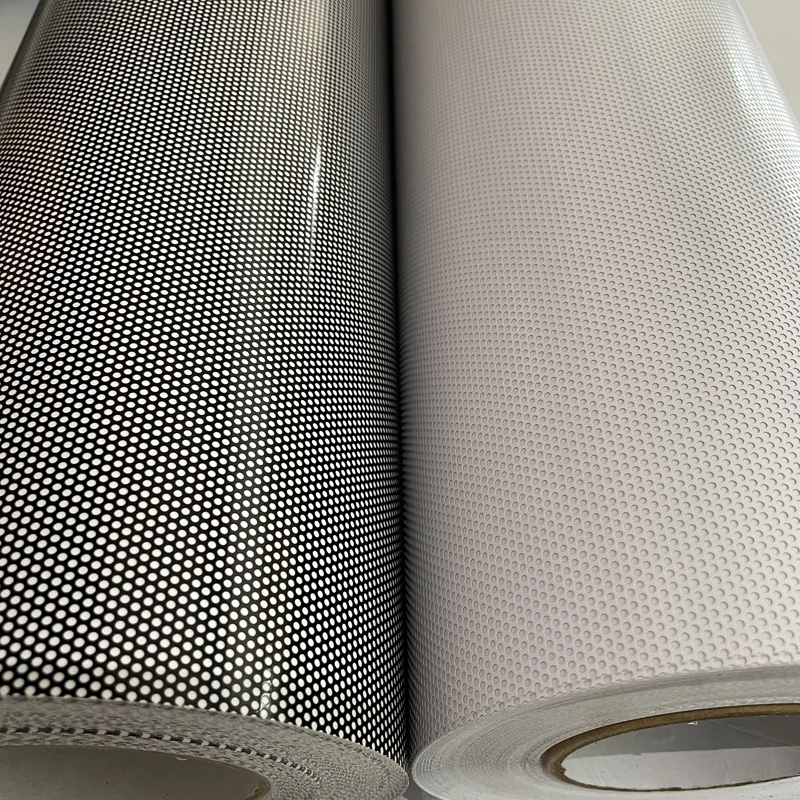 

Black White Perforated Headlight Wrap Self-Adhesive Cover Roll DIY Privacy Window Film Decals Stickers