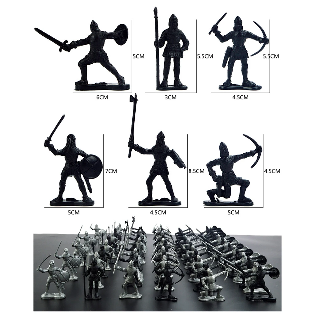 

60pcs/set Medieval Warriors Soldiers Figures Model Playset Kids Toy