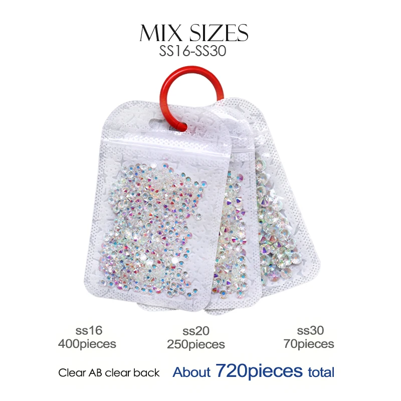 Прозрачные стразы AB для дизайна ногтей всех размеров SS3 SS30 3D Стразы