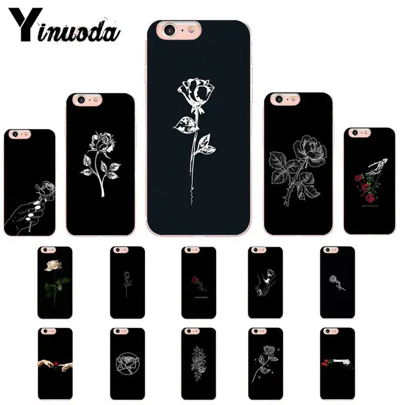 Yinuoda красивый черно белый цветок розы PhoneCase fundas coque для iPhone 12 6 X XS MAX 6S Plus pro max чехол