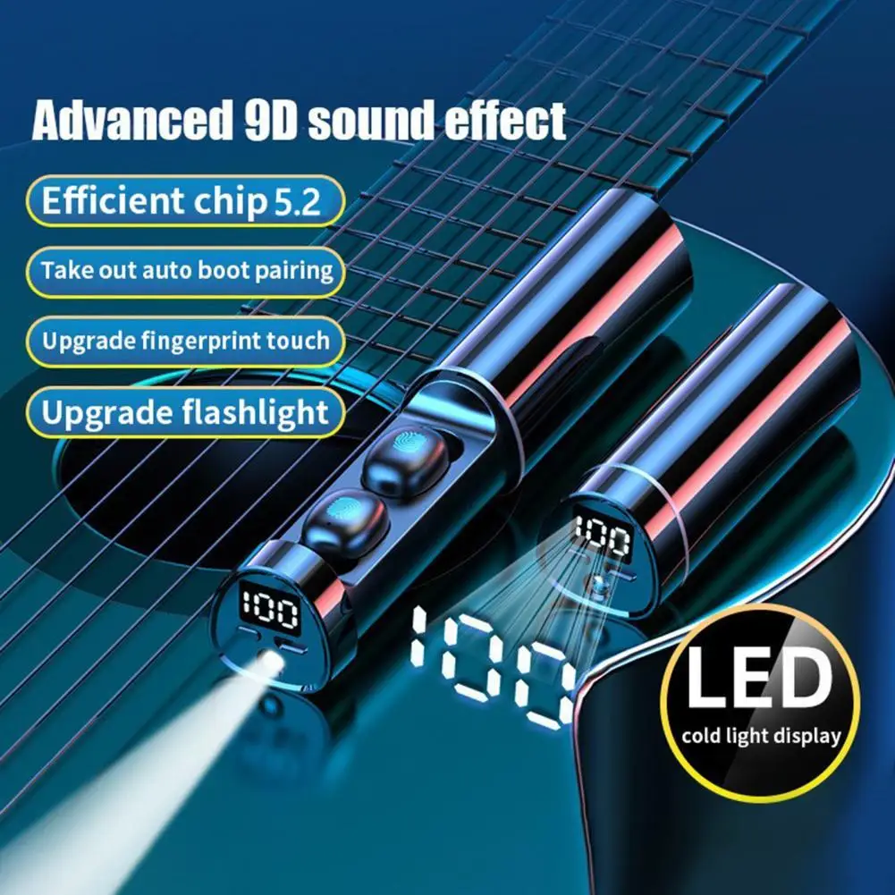 

N21 Wireless Earphone with LED Power Display Flashlight Bluetooth V5.2 Bluetooth Touch Screen Earbuds