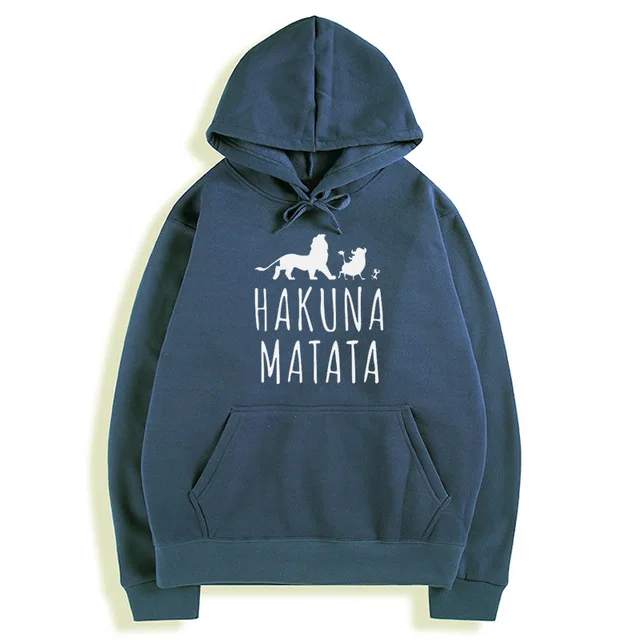 Hakuna Matata флисовая толстовка женская Повседневная флисовая толстовка Король Лев Harajuku пуловер животные толстовки Великобритания - Цвет: Navy blue-W