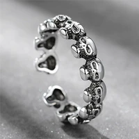 fashion silver color thumb skull women men adjustable open band statement rings gift