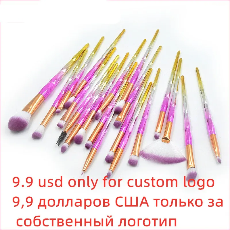 

ONLY 9.9 USD to get CUSTOM LOGO PRIVATE LABEL--This is set of 20 pcs Makeup Brush Tool Set Eyebrow Lip Blush Beauty Brush