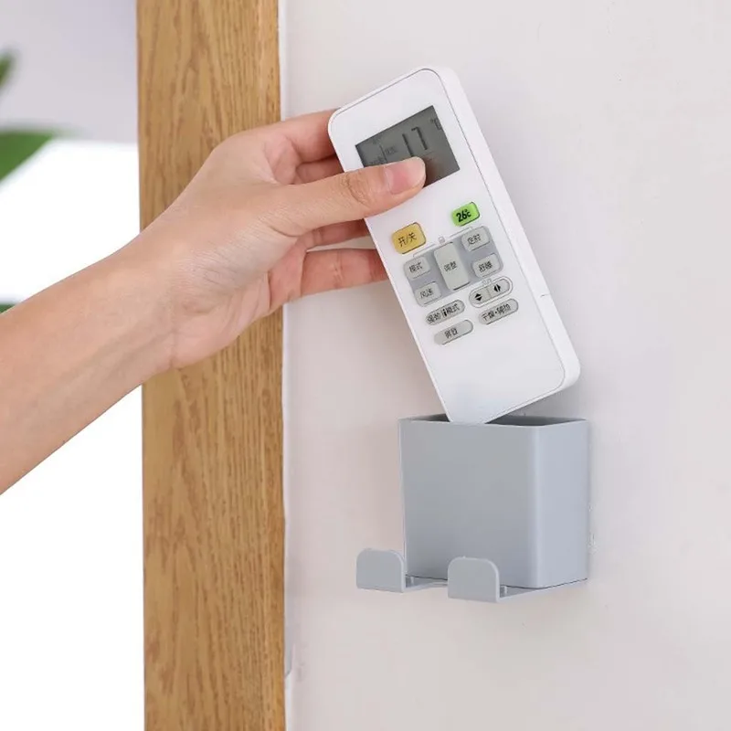 

Universal Wall Mount Charger Phone Holder Stand Remote Control Hanger Base Support Hook Hanging Storage Box Racks Home Organizer