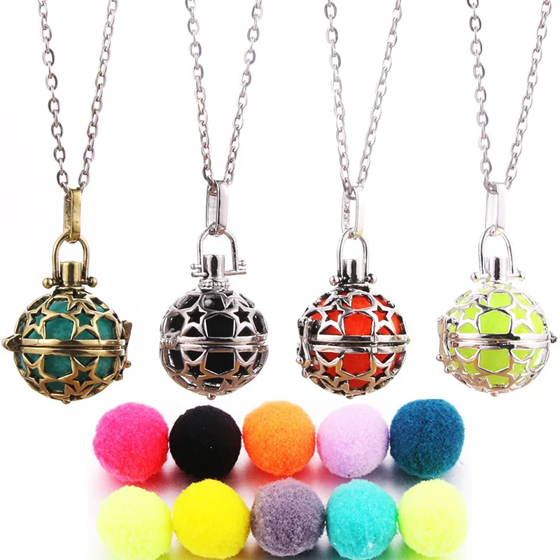Lotus Guanyin Music Ball Bell Aromatherapy Locket Pendant Necklace Charm Perfume Essential Oil Diffuser Woman Gift Jewelry