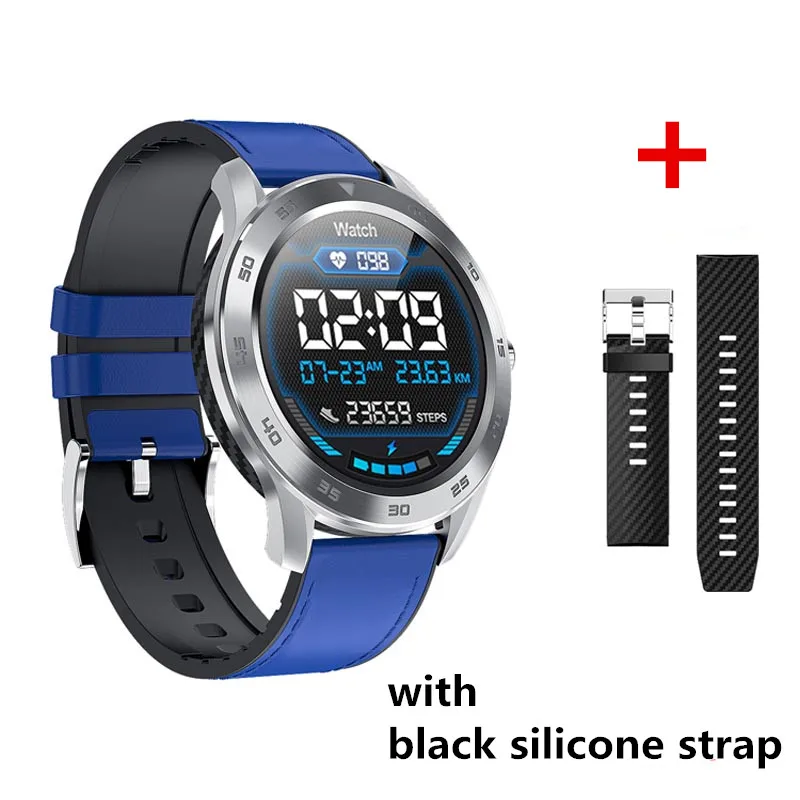 silver blue leather AMYNIKEER Смарт часы DT98 модные часы bluetooth Вызов 1,3 дюймов цветной циферблат мониторинг сердечного ритма Водонепроницаемый Фитнес-трекер - Цвет: silver blue leather