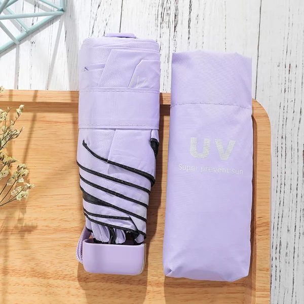 Light purple 8 цветов, Солнцезащитный ультрафиолетовый светильник, маленький мини Карманный Зонт с черным покрытием, двойное использование, солнечные дождевые зонты для женщин - Цвет: Light purple