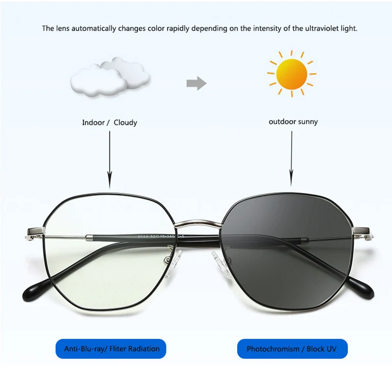 Женские ультралегкие фотохромные линзы очки с защитой от синего излучения