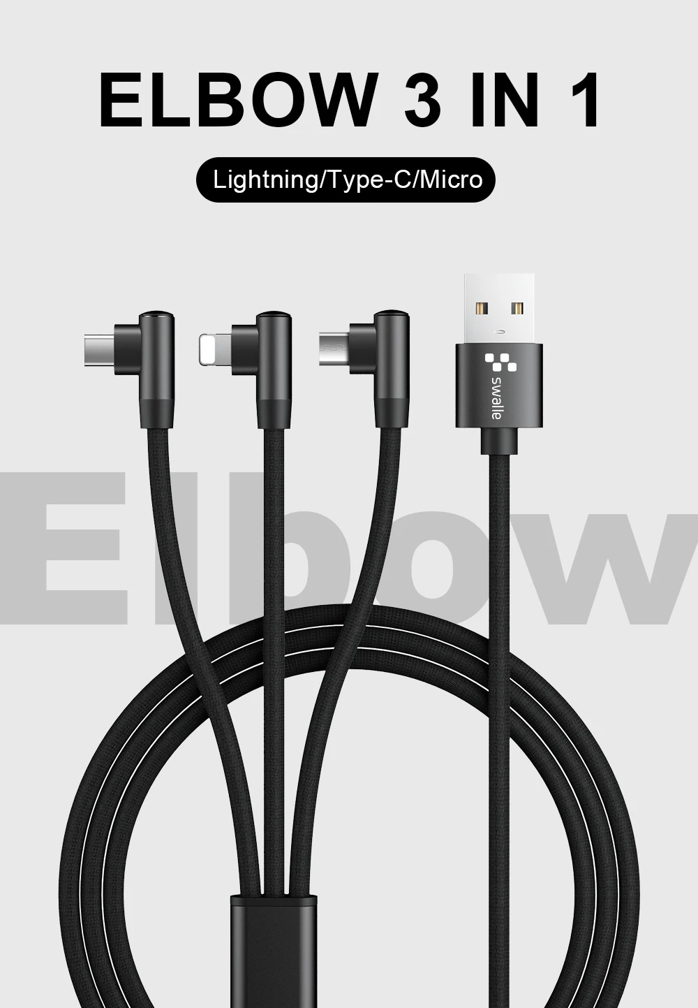 Swalle 3 в 1 быстрый зарядный usb-кабель для iPhone 11 X XS Max XR type C Micro для huawei Xiaomi кабели для передачи данных несколько шнур зарядного устройства