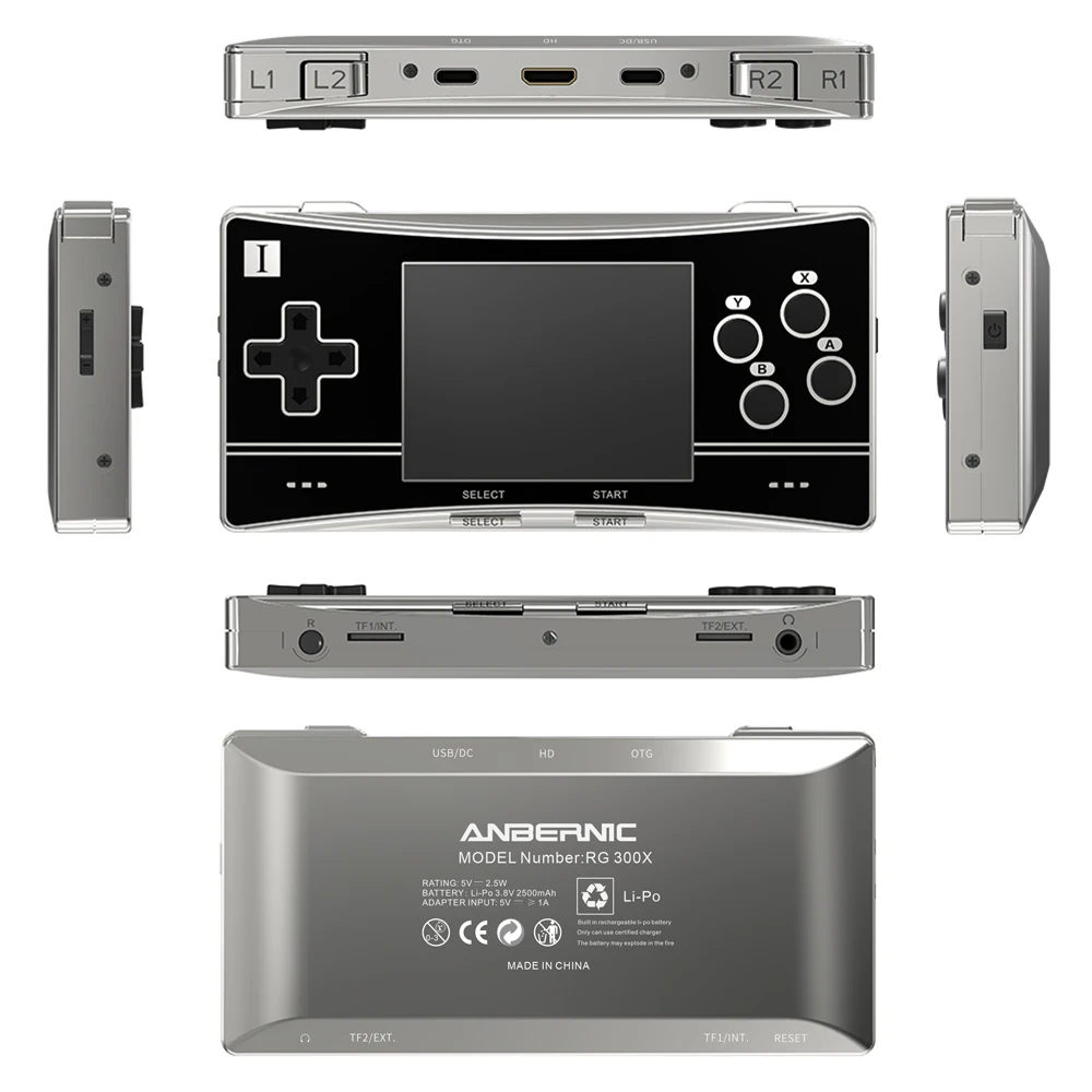 

ANBERNIC RG300X 2400 игр 16 Гб 64 Гб портативная Ретро игровая консоль мини видео игры плеер для PS1 Play Station HD Out подарок для детей