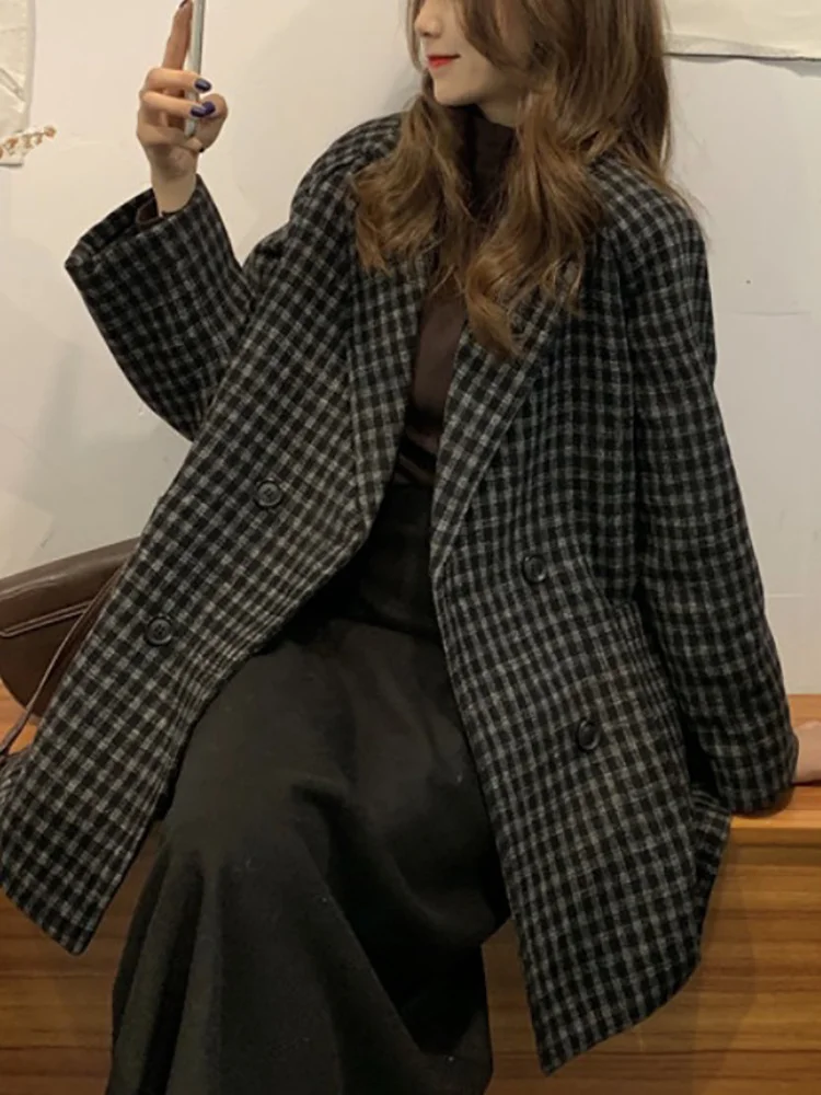 Женское шерстяное пальто Осень-зима 2021 стильное темпераментное Сетчатое