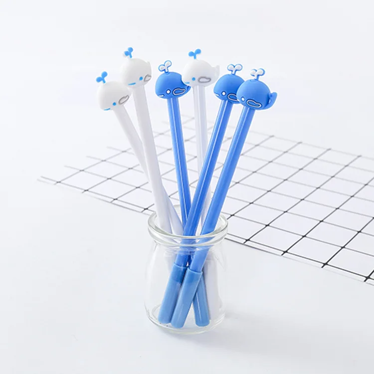

40 pcs/lot Cartoon Whale Gel Pen Cute 0.5mm black ink Signature Pen school writing Supplies Promotional Gift