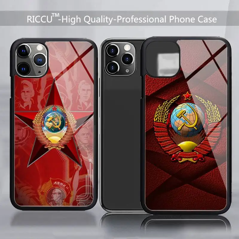 Riccu Vintage USSR CCCP Phone Case Rubber for iPhone 12 11Pro Max XS 8 7 6 6S Plus X SE 2020 XR 12Mini Covers
