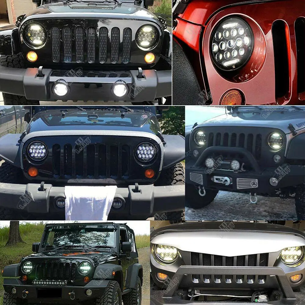 Braveway 7Inch Led Headlights 12V 24V High Low Beam Round DRL Running Lights for Cars Urban Motorcycle Lada Niva Offroad UAZ 4x4 |