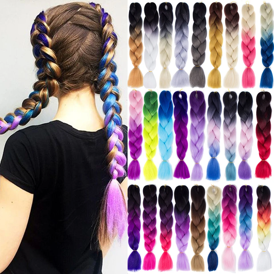 LUPU 24 &quotСинтетические длинные плетеные волосы Омбре Джамбо удлинители волос