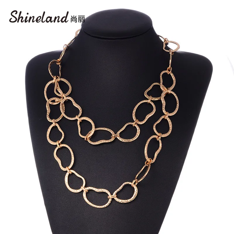 Shineland блестящее золото/серебро Цвет Длинные Кольца цепи ожерелья Колье femme модные