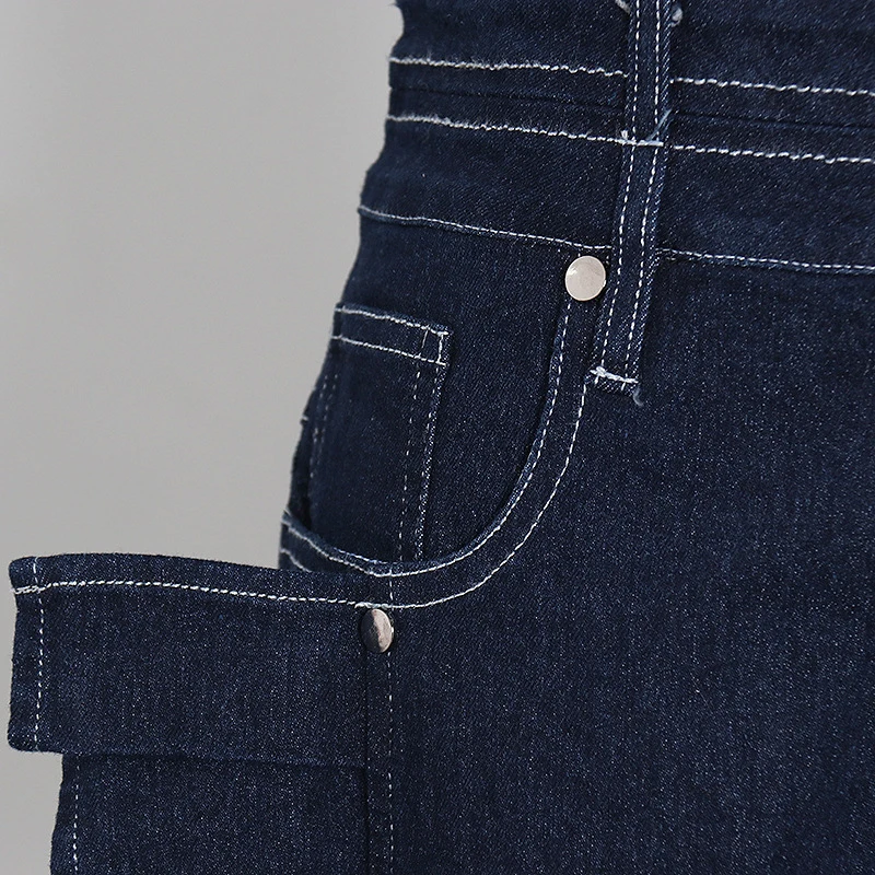 

GALCAUR Blue Shorts For Women High Waist Buttons Ruched Patchwork Denim Skinny Zipper Short Pant Female 2021 Summer Clothes Tide