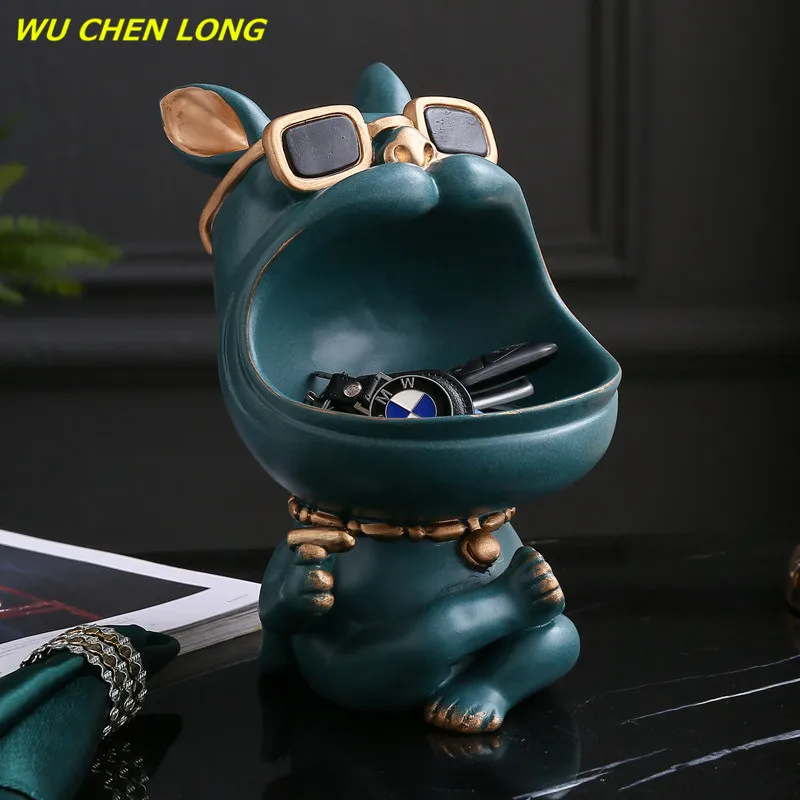 Goede Bulldog Opslag Decoratie Ornamenten Dier Ambachtelijke Snoeppot Hars Beeldjes Cool Hond Zonnebril Bureau Home Decor Moderne R5725