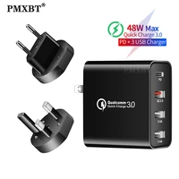 48w multi usb charger quick charge 3 0 qc3 0 pd type c fast charging for iphone xiaomi samsung mobile phone adapter wall charger
