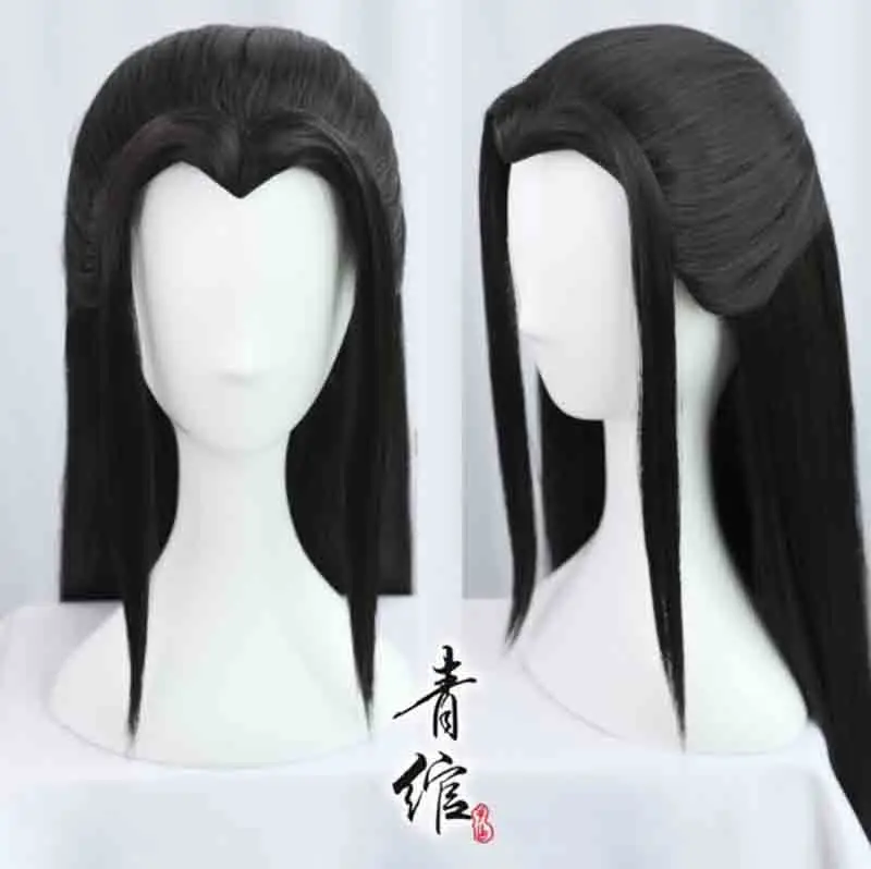 

Hanfu Wigs Men Chinese Ancient Wig Anime Cosplay Hanfu Wigs Men Headgear Black Long Straight Wigs For Men