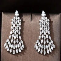 hibride european and american zirconia dangle drop earrings for women bridal wedding pageant jewelry accessories bijoux e 1046