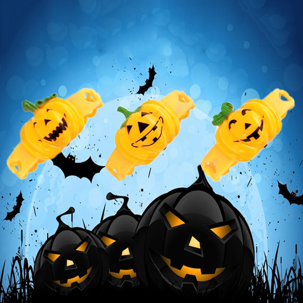 2pcs Orange Silicone Bracelets Hand Ring Flash Pumpkin Lovely Wristbands For Teens Kids Children Halloween Party Decorations | Украшения и