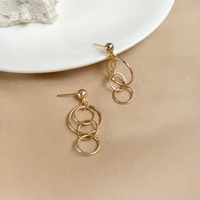 modern jewelry fashion statement earrings simply deign geometric golden plating circles drop earrings for girl lady gifts