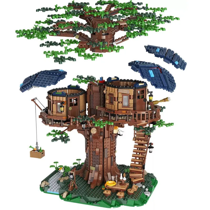 

Large-scale Tree House Include Spring and Autumn Yellow/Green Leaf Building Blocks DIY Model Bicks Toys Gifts For Children