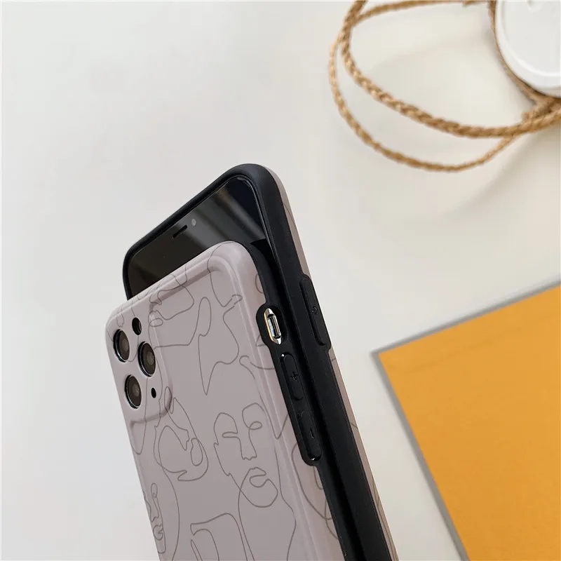 Abstract Line art painting Phone Case For iphone 11 Pro Max 7 8 plus X XR XS Back Cover Retro Pattern Soft Cases Matte Capa | Мобильные