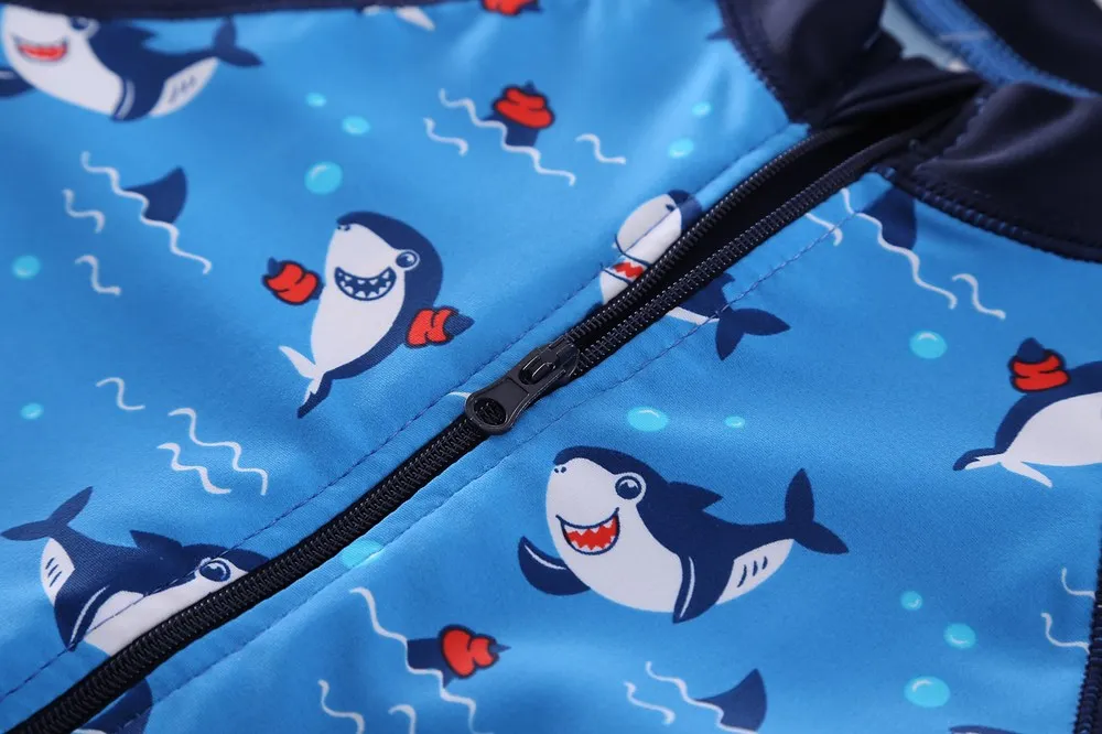 Wishere One Piece Toddler Swimsuit UPF50+ Cartoon Kids Swimwear Short Sleeve Baby Swimwear Infant Bathing Suit for Boys