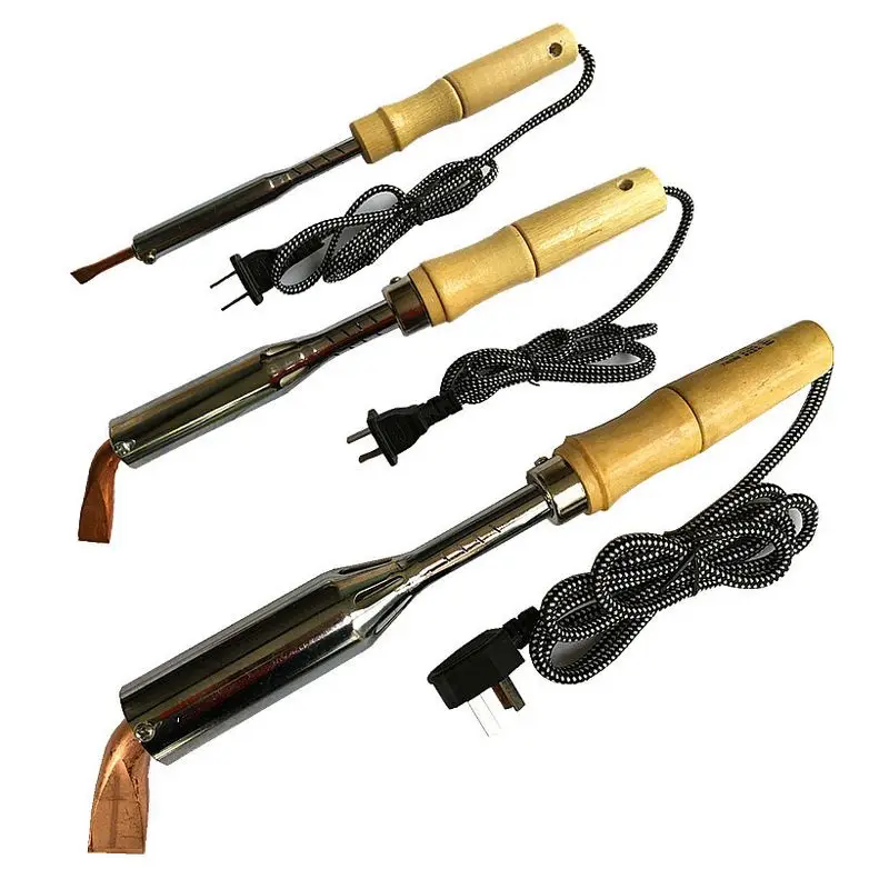 

30-500W High Power External Heating Soldering Iron Wooden Handle Curve Copper Soldering Tips for Soldering Station Long Life