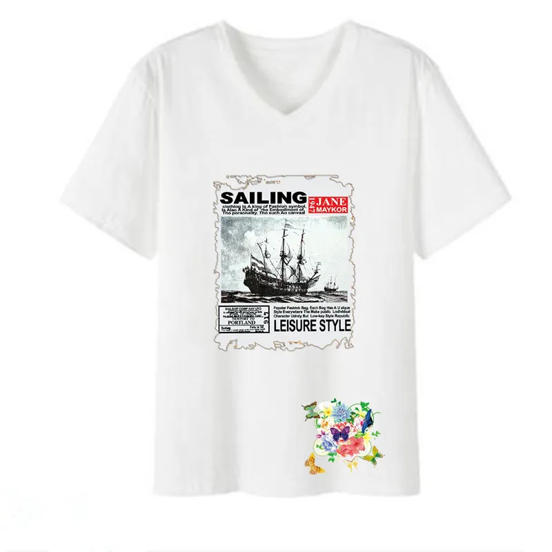 Футболка женская нашивка 24 см парусная лодка утюг на патчи для одежды переводная