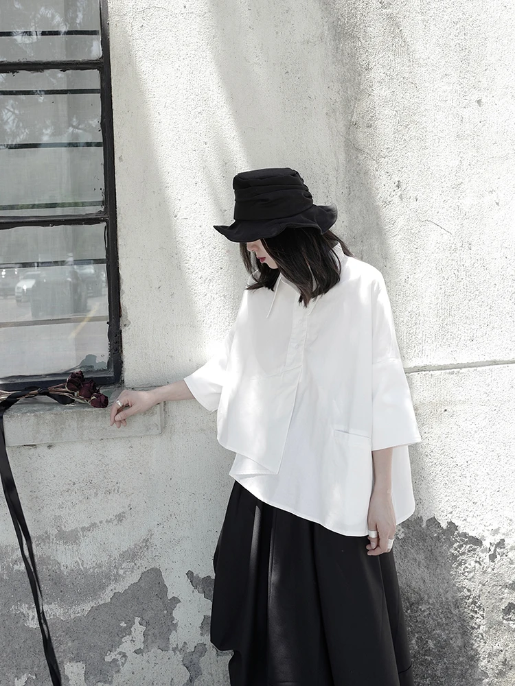 Рубашка с коротким рукавом от Yamamoto Женская рубашка нестандартная острым