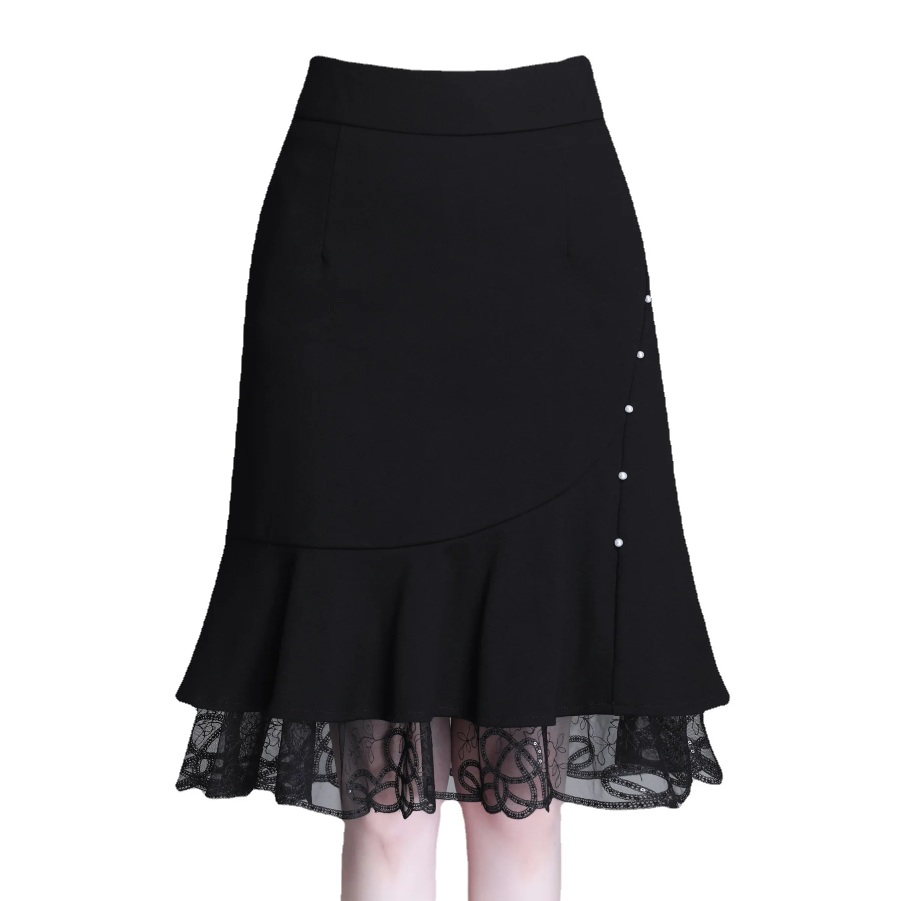 

2021 Spring New Simple Black Women Fishtail Skirt High Waist Slim Casual All-match Temperament Package Hip Skirt Free Shipping