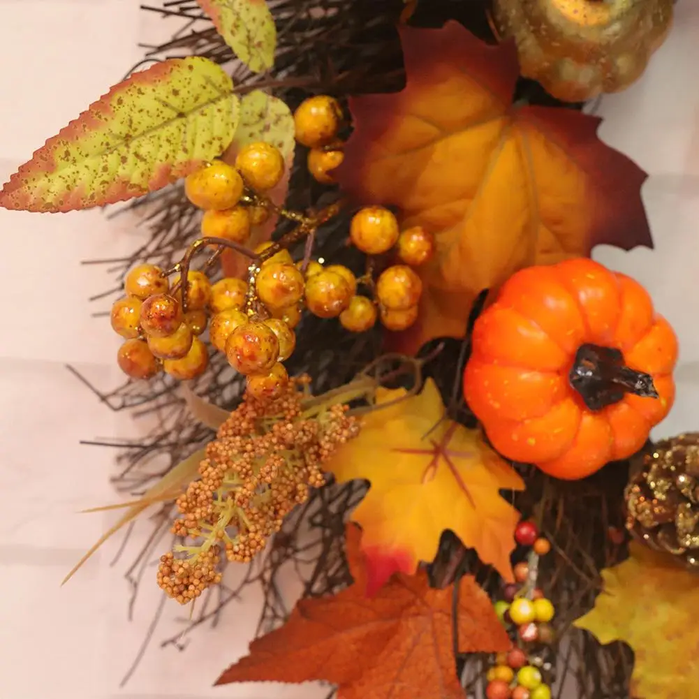 45 см Хэллоуин Тыква клен листья венка День благодарения передний дверной