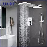 jieni chrome polished led bathroom shower faucet set shower head chrome polished rainfall waterfall 2 function mixer shower set