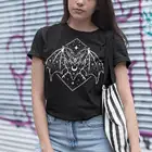 Футболка Cosmic Bat с ведьмой, Готическая футболка, Женская забавная футболка из 100% хлопка с рисунком tumblr, модная хипстерская футболка унисекс в уличном стиле
